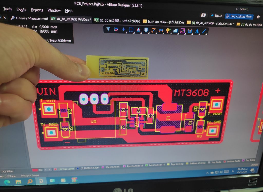 پروژه مبدل DC-DCبا ایسی MT3608 12 MT3808 PCB ALTUM