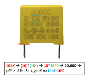 نحوه خواندن مقدار خازن ها از روی کد آنها 9 103K MKP نحوه خواندن مقدار خازن ها از روی کد آنها