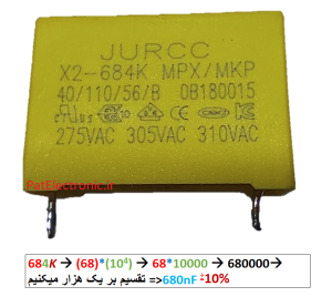 نحوه خواندن مقدار خازن ها از روی کد آنها 7 684K MKP نحوه خواندن مقدار خازن ها از روی کد آنها