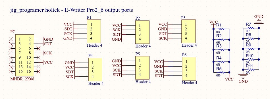 jig programer holtek E Writer Pro2 6 output ports SCH