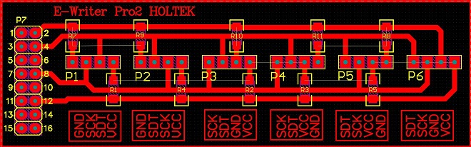 jig programer holtek E Writer Pro2 6 output ports pcb