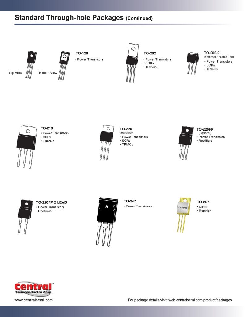 معرفی انواع پکیجهای الکترونیکی (دیود، ترانزیستور، MOSFET، SCR، TRIAC و پل دیود) 8 Standard Through hole Packages 7